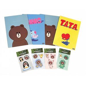 Line Friends Brown Bear Notebooks and Sticker Packs